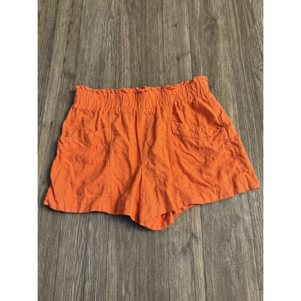 women's A New‎ Day Orange linen blend shorts size small 3" inseam elastic waist